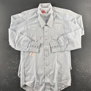 VTG Karman Western Dress Shirts Mens 15.5-33 Baby Powder Blue USA Lot of 3 NWT